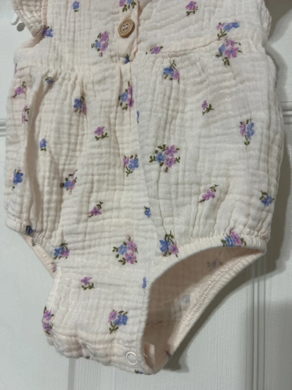 Charlotte & Star Newborn Girl Floral Romper With Sun Hat Gauze Cotton 3-6 Months